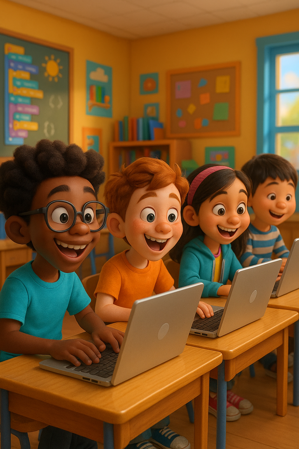 Kids coding happily at Kre8ive Coderz