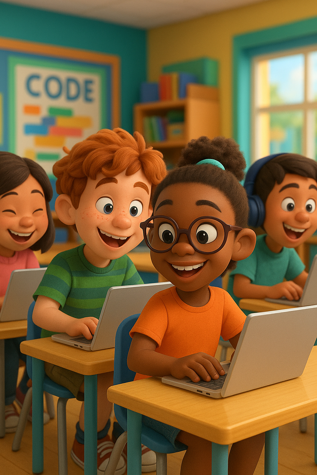 Kids learning with mentors